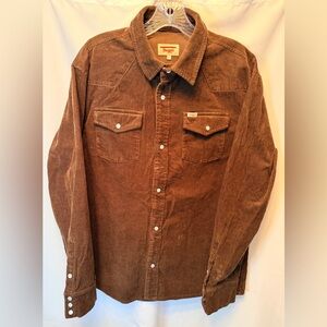 Seager Men’s Large Corduroy Shirt Brown Reagan Pearl Snap Long Sleeve Western